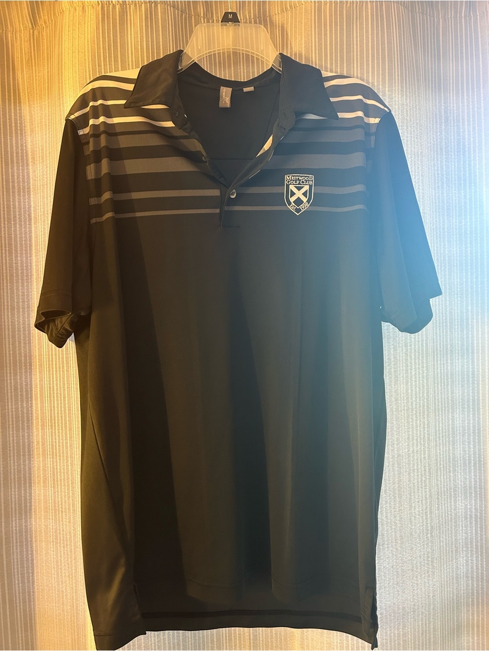 Ashworth Black Polo with Gray Stripes